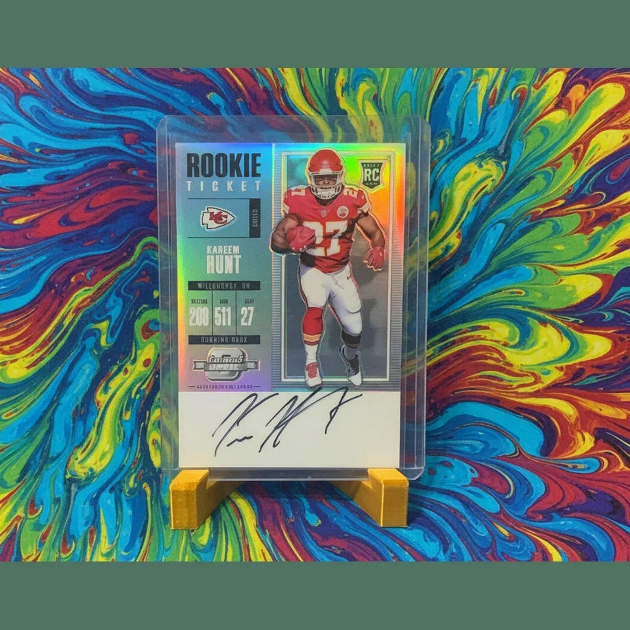 2017 PANINI CONTENDERS OPTIC KAREEM HUNT ROOKIE TICKET AUTO PRIZM RC 117 CHIEFS