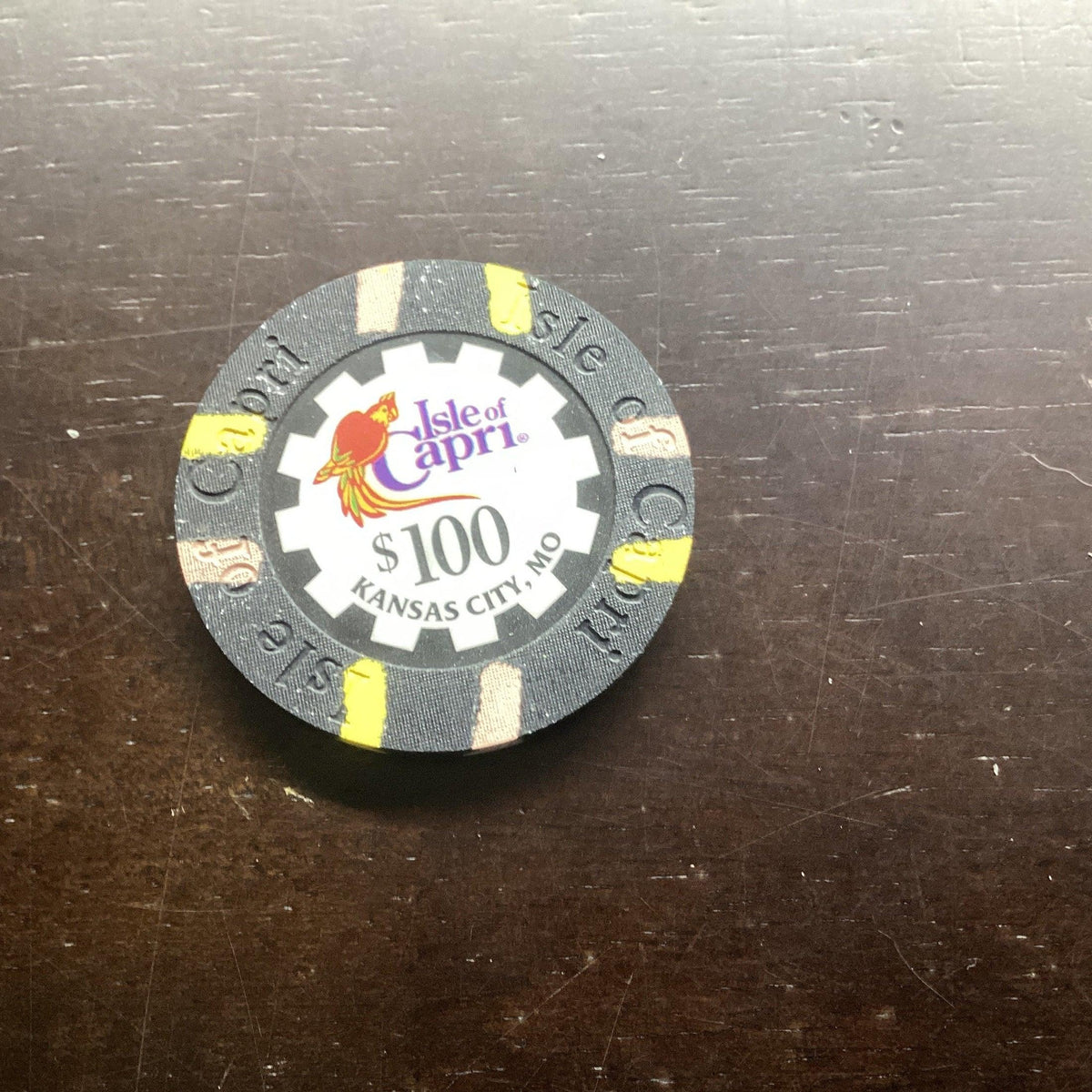 $100 Casino Chip. Isle Of Capri, Kansas City, MO. $100.00 One Hundred Dollar