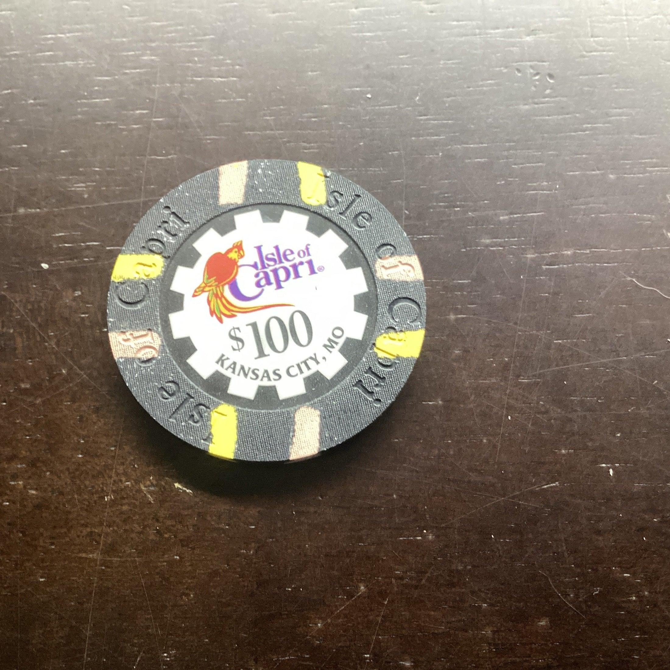 $100 Casino Chip. Isle Of Capri, Kansas City, MO. $100.00 One Hundred Dollar
