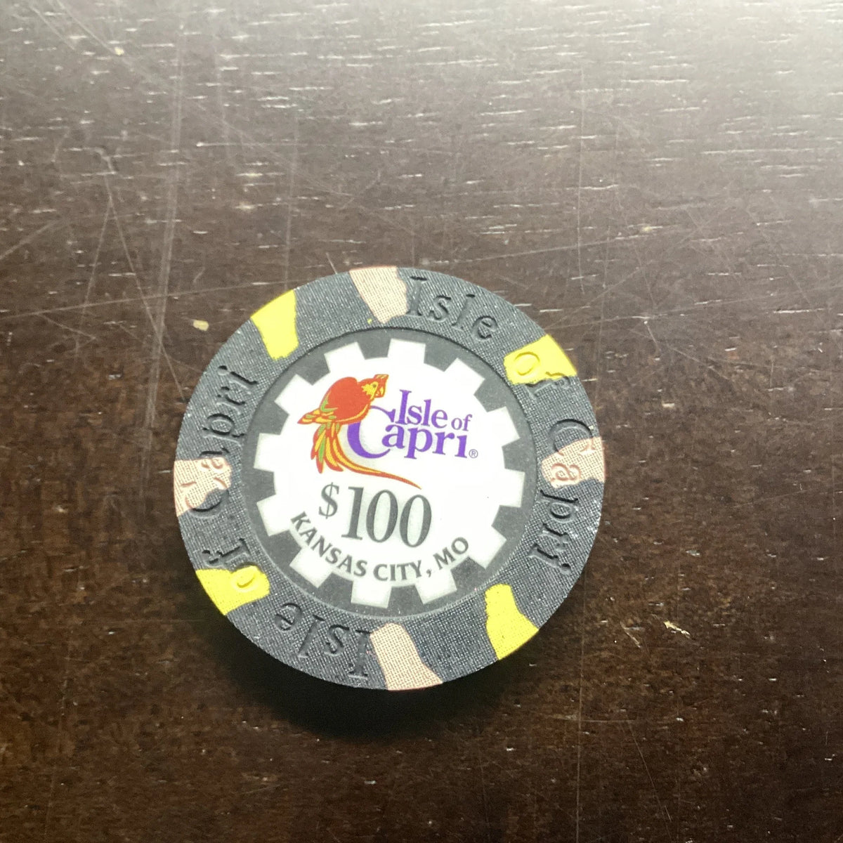 $100 Casino Chip. Isle Of Capri, Kansas City, MO. $100.00 One Hundred Dollar