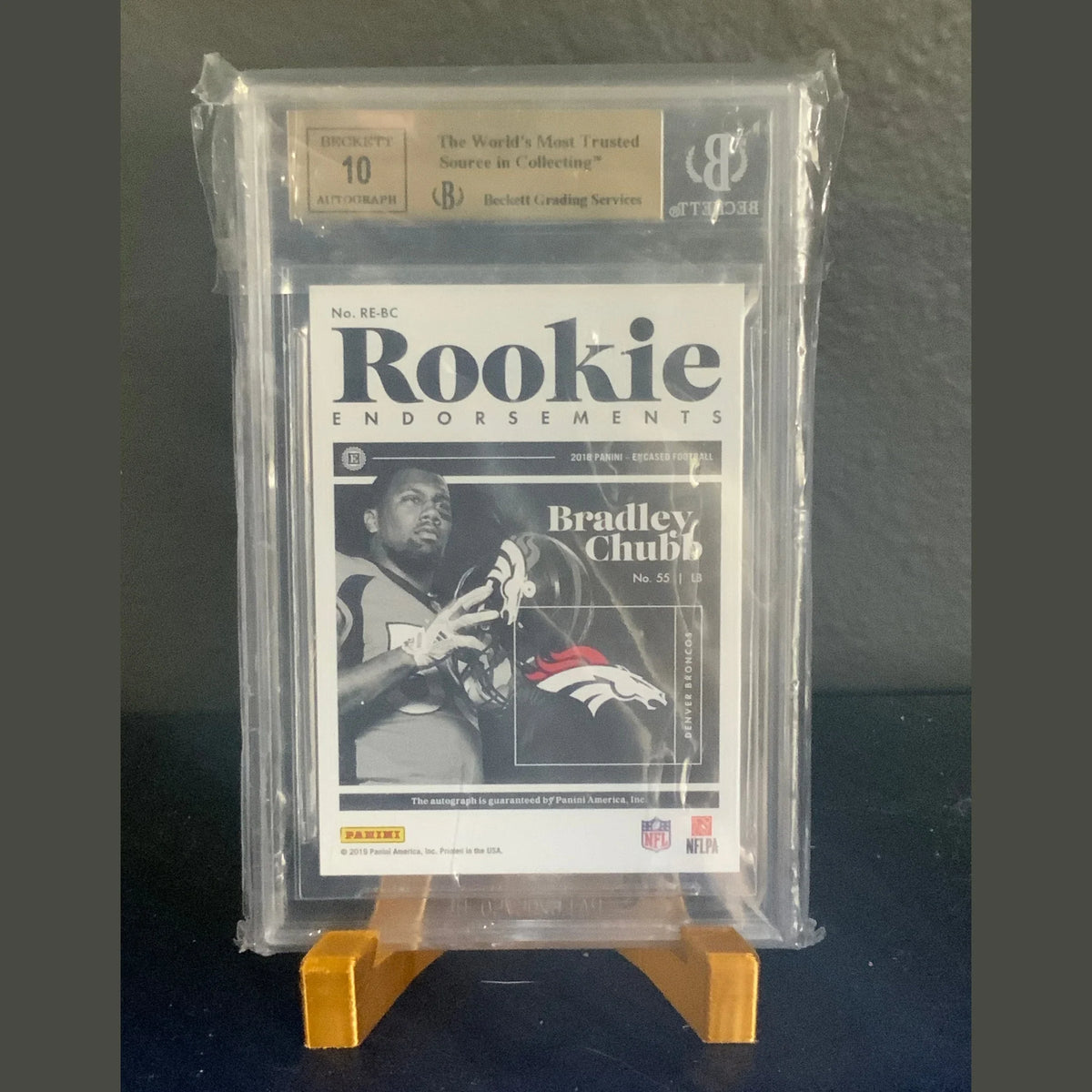 2018 NFL Encased Bradley Chubb Rookie Endorsements BGS 9.5 Gem Mint Broncos /50