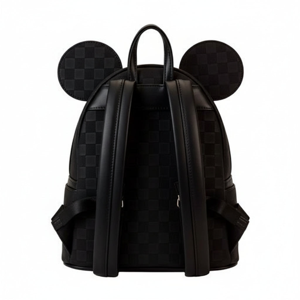 Black backpack with Mickey Mouse ears on a white background