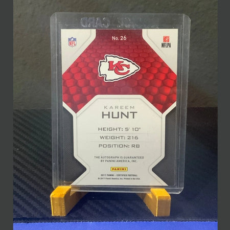 2017 PANINI CERTIFIED KAREEM HUNT ROOKIE ROLL CALL GOLD /25 AUTO