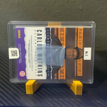 2017 Panini Day Football 8/10 Carlos Watkins CLEMSON TIGERS Jersey Patch Card