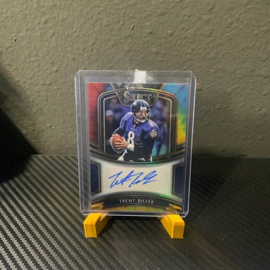 2020 Panini Select Football Tie-Dye Prizm Autograph #SI-TDI Trent Dilfer #24/25