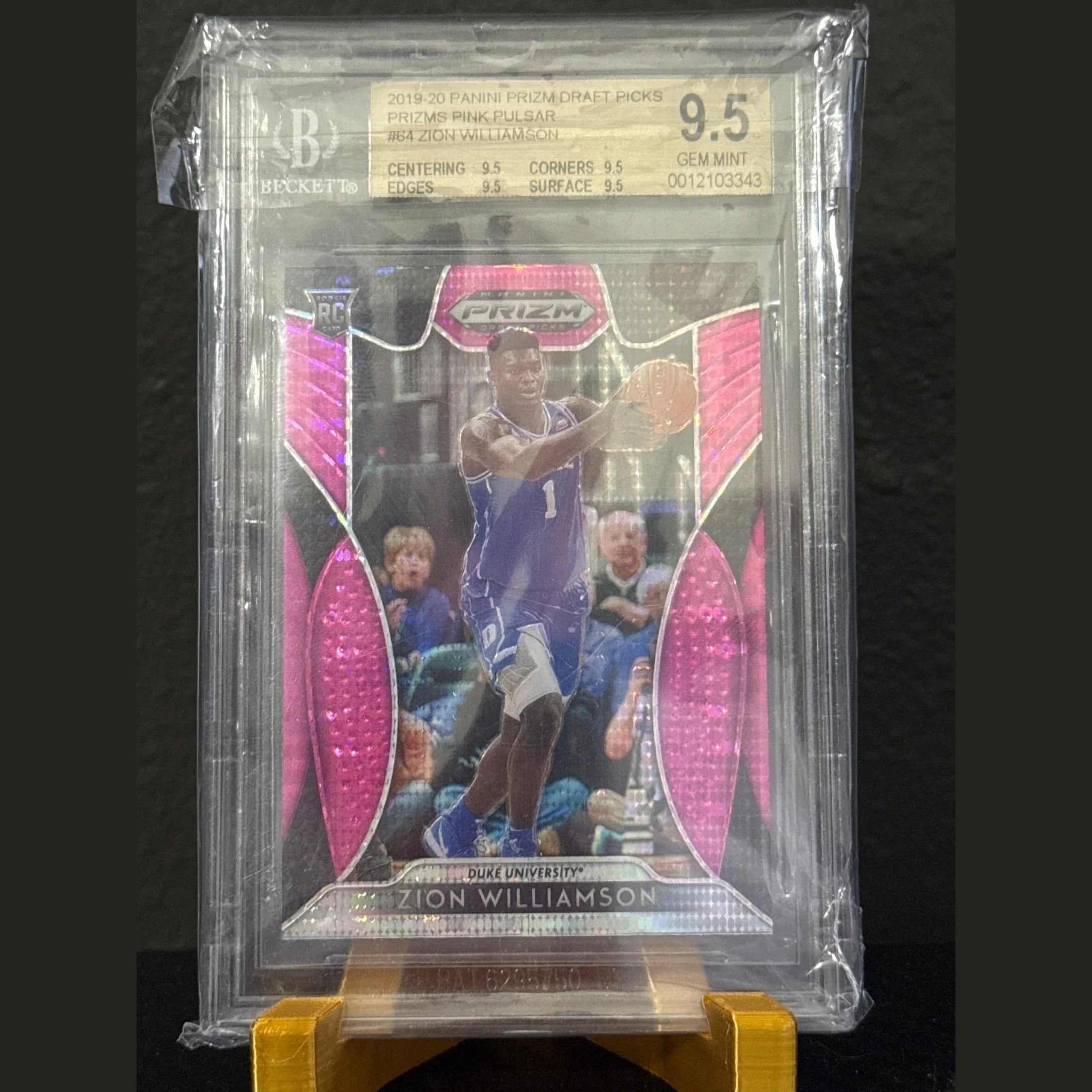 Zion Williamson 2019 Panini Prizm Draft Picks #64 Pink Pulsar RC BGS 9.5