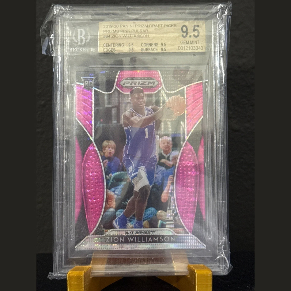 Zion Williamson 2019 Panini Prizm Draft Picks #64 Pink Pulsar RC BGS 9.5