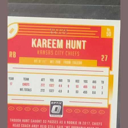 2018 Donruss Optic Kareem Hunt black Velocity 22/25 kc