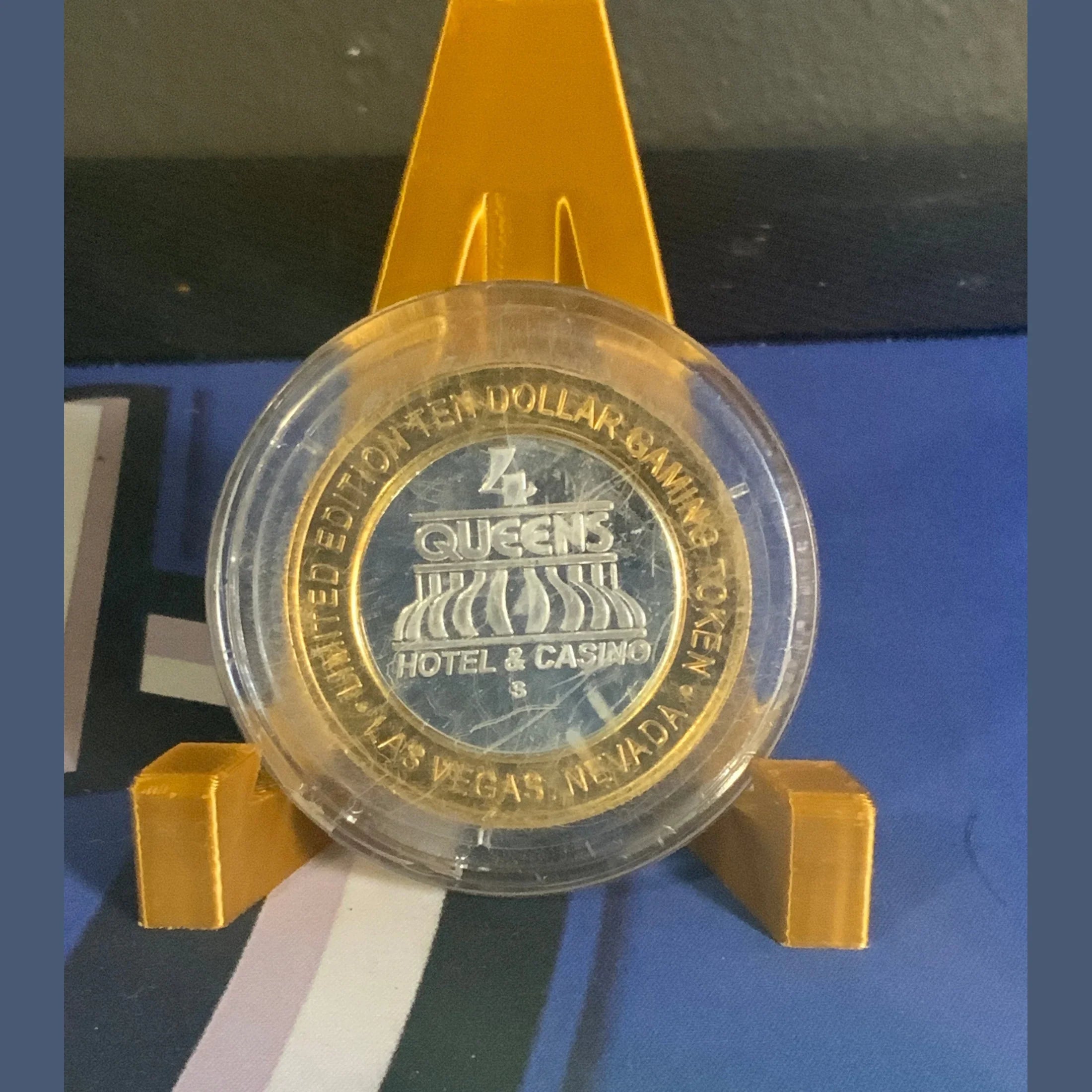 Limited Edition Silver Strike Four Queens Las Vegas Ten Dollar Gaming Token