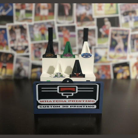 Model of a car on a stand with 'Whataburger' branding