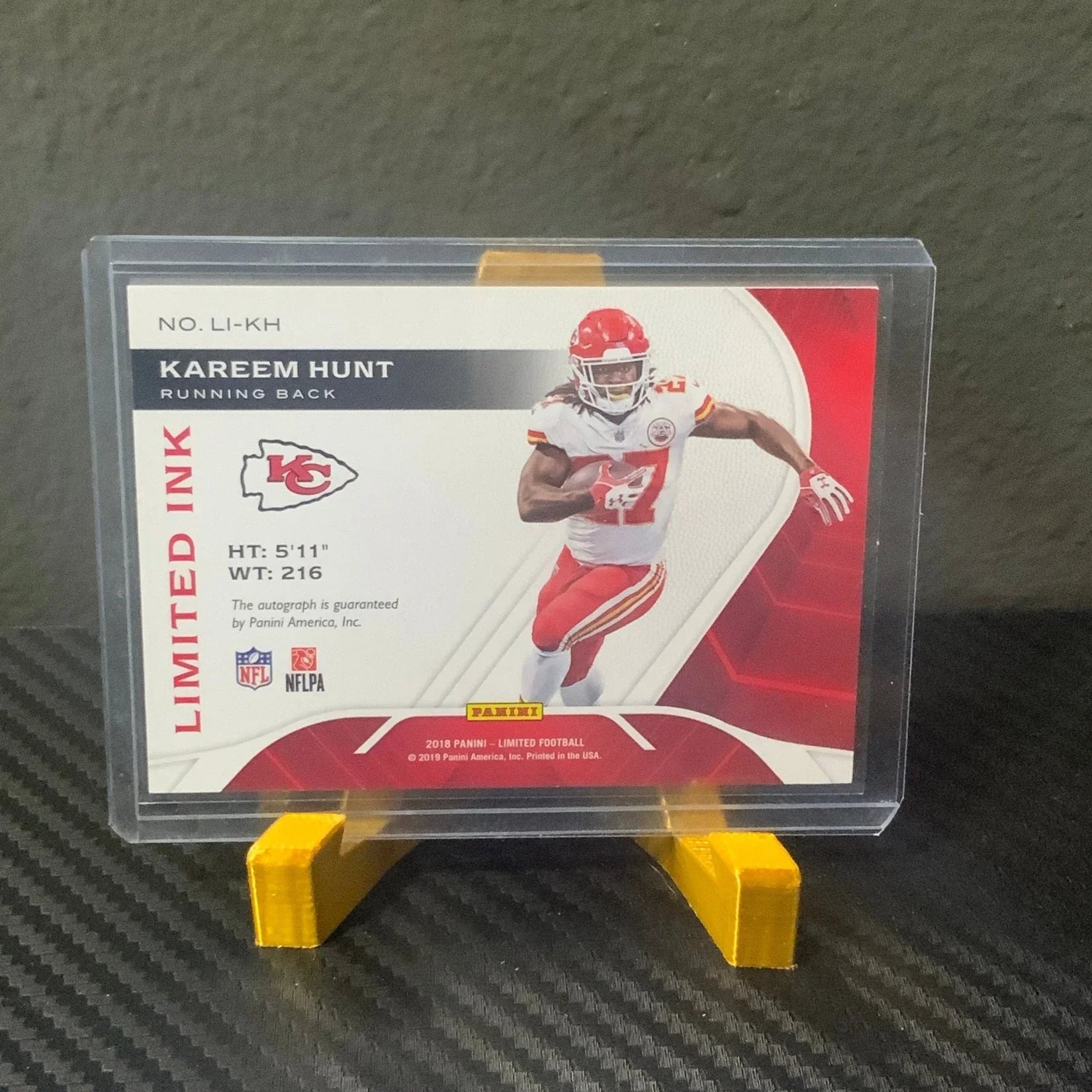 2018 Panini Kareem Hunt Limited Ink Auto #’d 46/50 Football Card