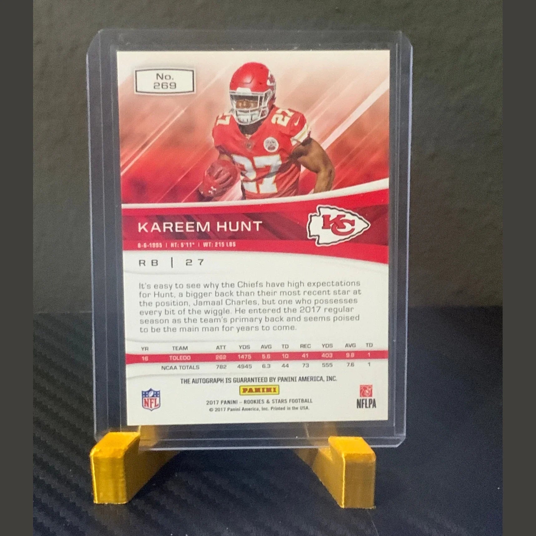 2017 Panini Rookies & Stars Kareem Hunt RC Auto 14/75 #269 Chiefs