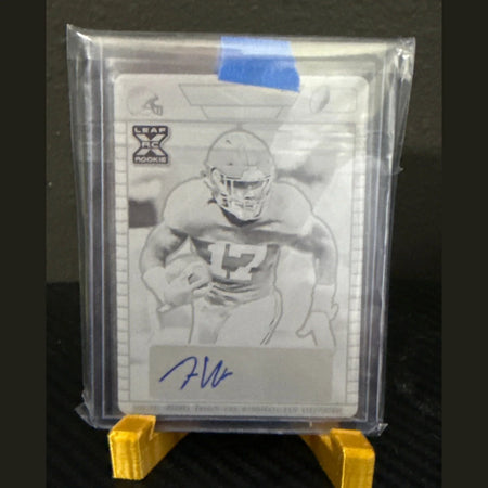 JAYLEN WADDLE 2021 LEAF PRO SET METAL ROOKIE BLACK PRINTING PLATE AUTO XRC 1/1