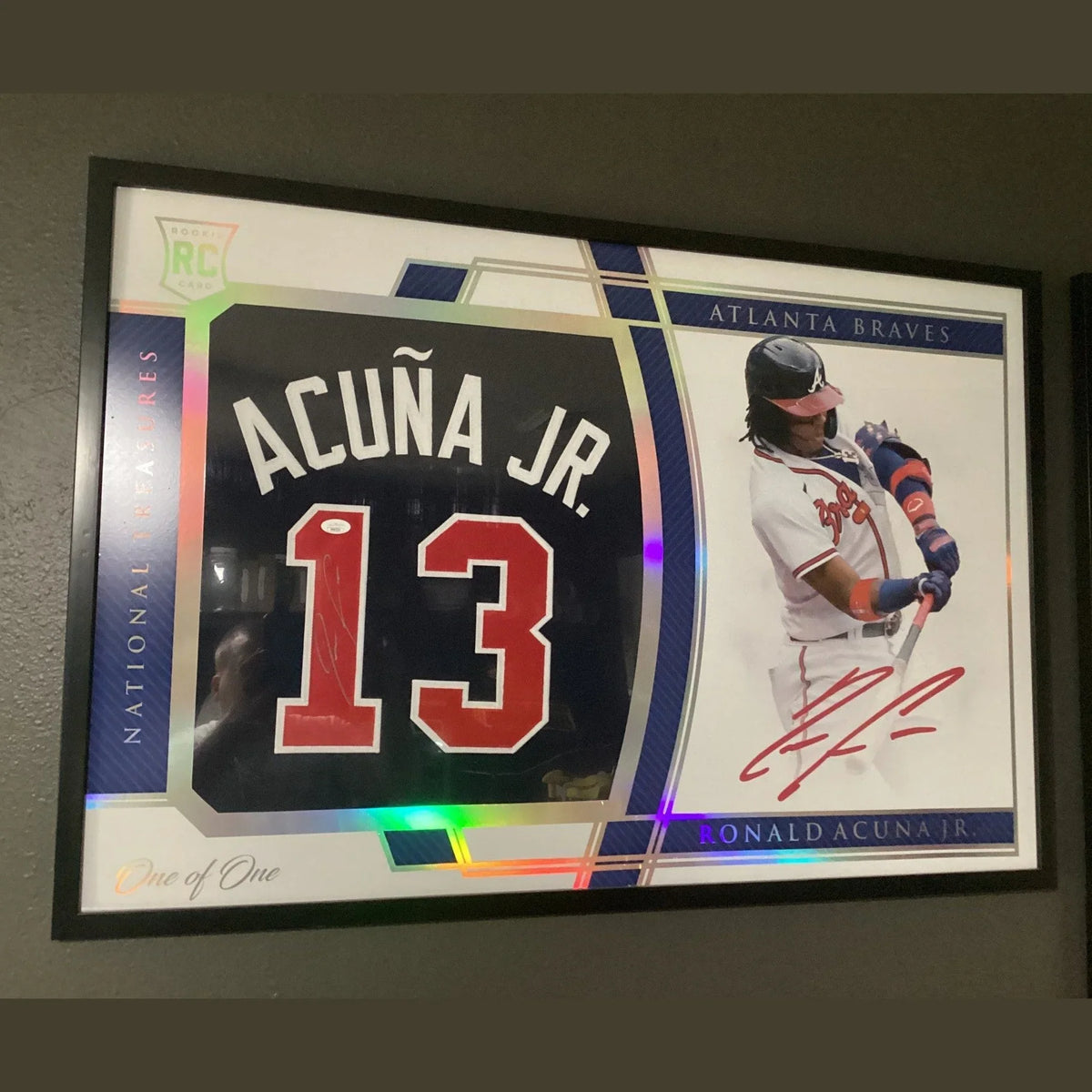 Ronald Acuna Jr. Signed Jersey Framed W/ JSA COA Atlanta Braves Blue Auto 25 x 37