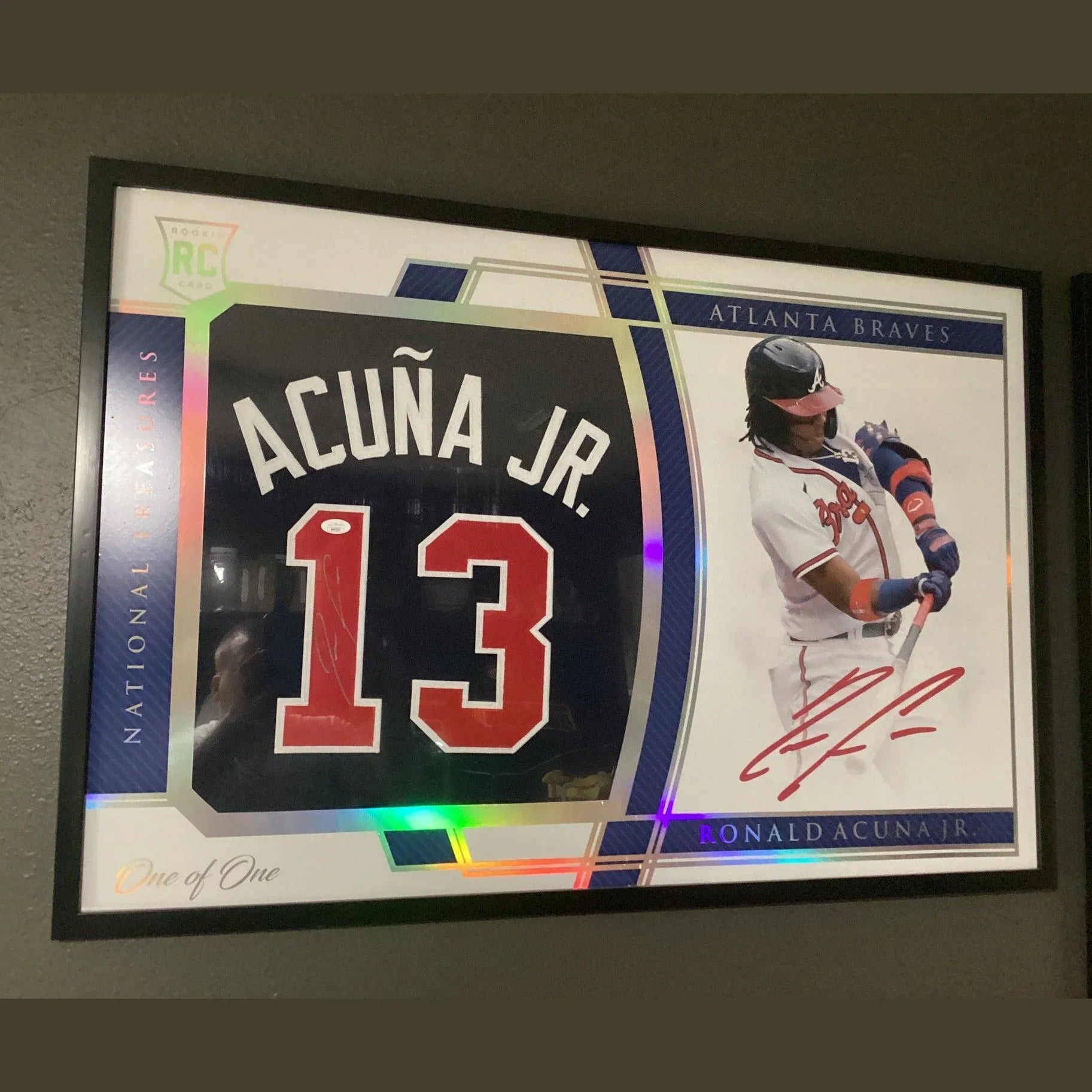 Ronald Acuna Jr. Signed Jersey Framed W/ JSA COA Atlanta Braves Blue Auto 25 x 37