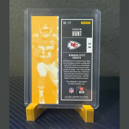 2017 PANINI CONTENDERS OPTIC KAREEM HUNT ROOKIE TICKET AUTO PRIZM RC 117 CHIEFS
