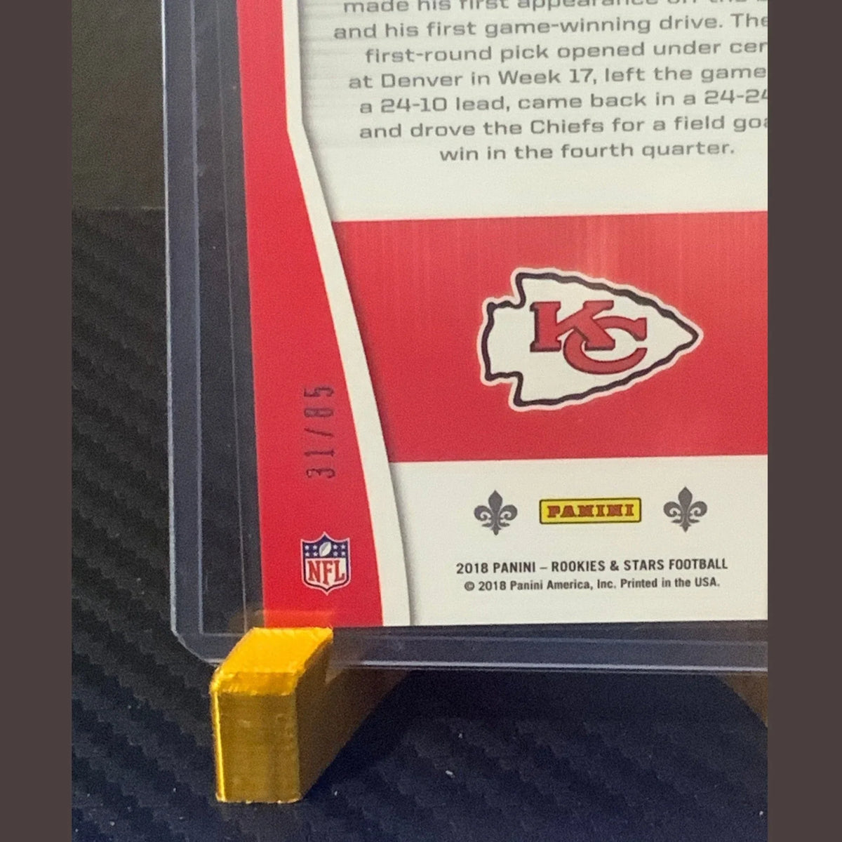 2018 Rookies & Stars Crusade Pink PATRICK MaHOMES /85 - Kansas City Chiefs