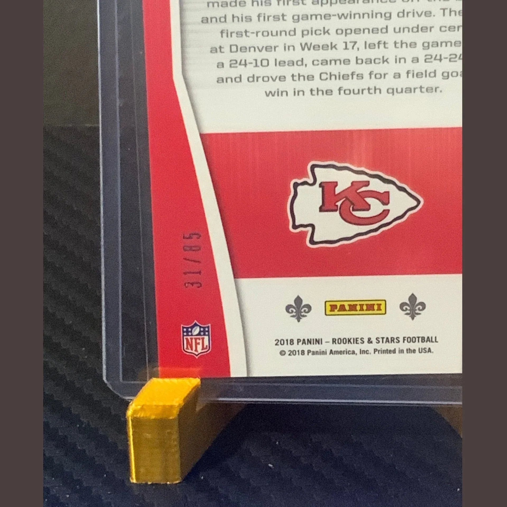 2018 Rookies & Stars Crusade Pink PATRICK MaHOMES /85 - Kansas City Chiefs
