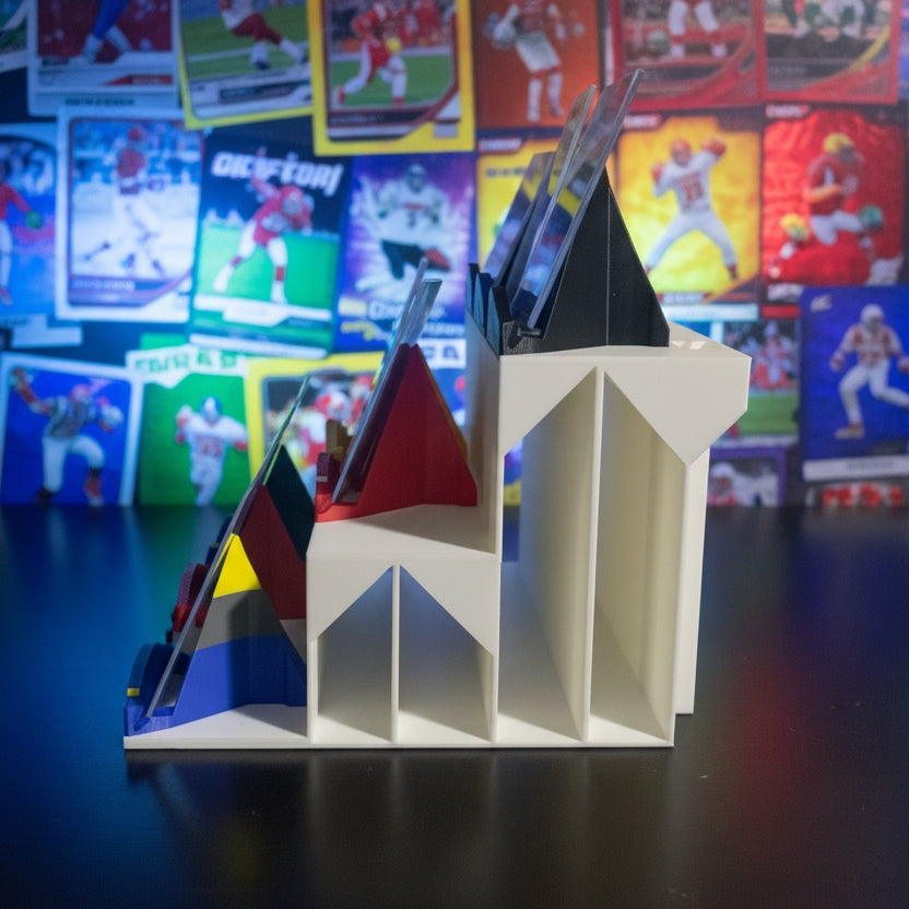 Bleacher 3D Printed Display System with 8 Standard Card Stands with Customizable Letters