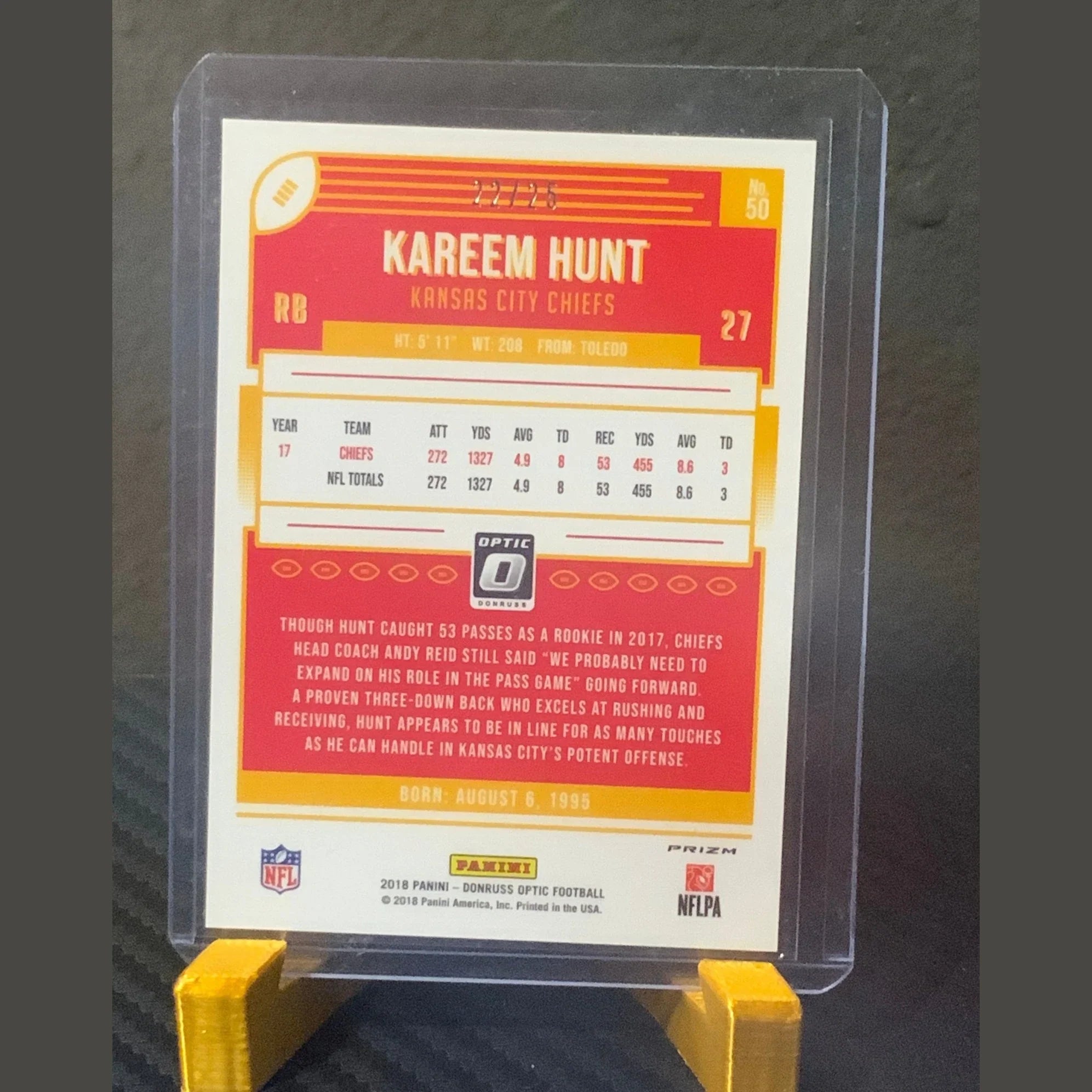 2018 Donruss Optic Kareem Hunt black Velocity 22/25 kc