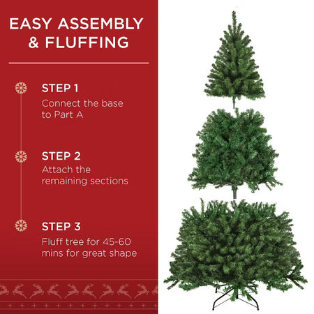 NEW Best Choice Products Pre-Lit Spruce Artificial Christmas Tree 7.5 FT w/ Easy Assembly, Metal Hinges & Foldable Base