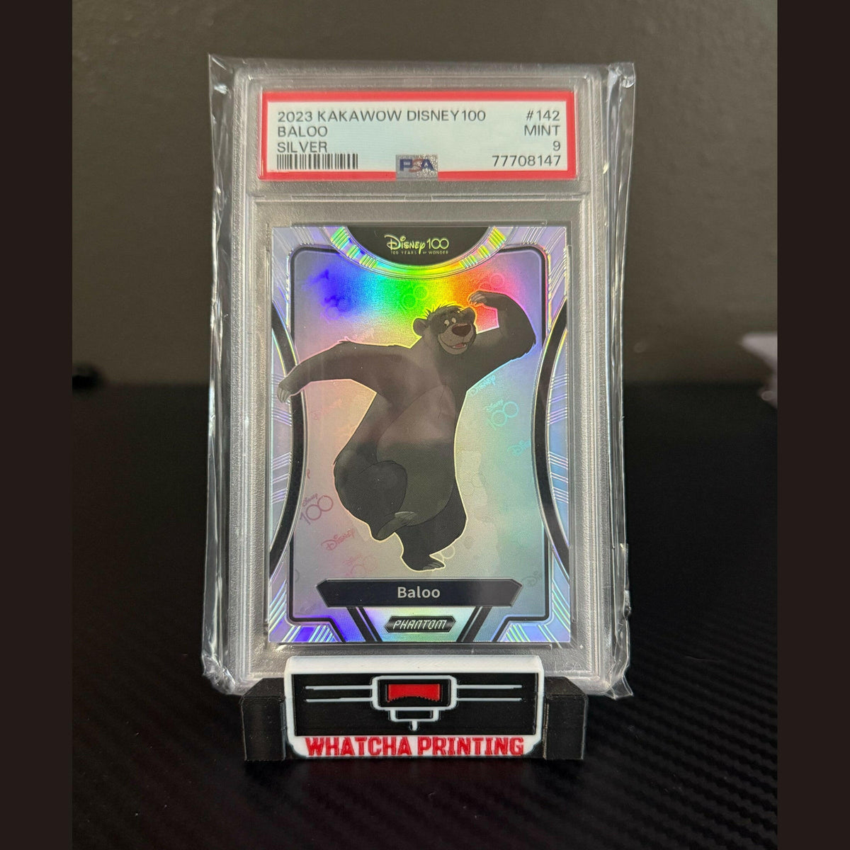 PSA 9 BALOO MINT SILVER HOLO REFRACTOR #142 SSP 2023 KAKAWOW PHANTOM DISNEY 100.