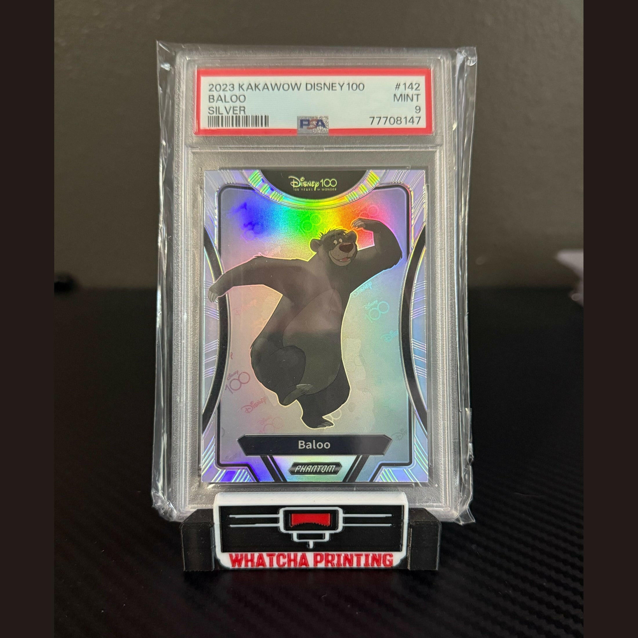 PSA 9 BALOO MINT SILVER HOLO REFRACTOR #142 SSP 2023 KAKAWOW PHANTOM DISNEY 100.