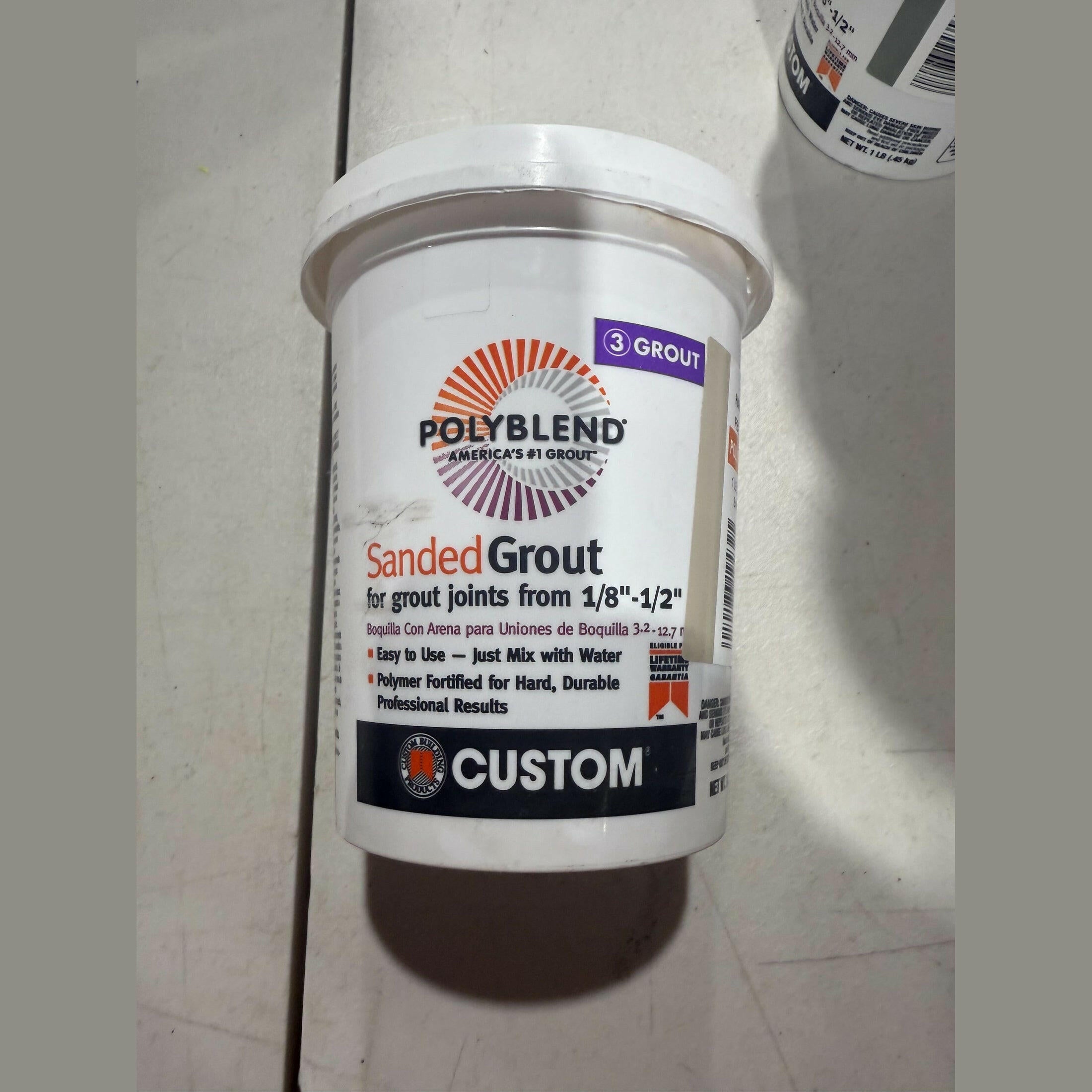NEW Custom Building Products Polyblend #380 Haystack 1 Lb. Sanded Grout.