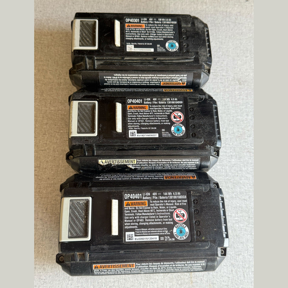 3 x Ryobi 40v Lithium Defective Batteries Parts Only/Not Working