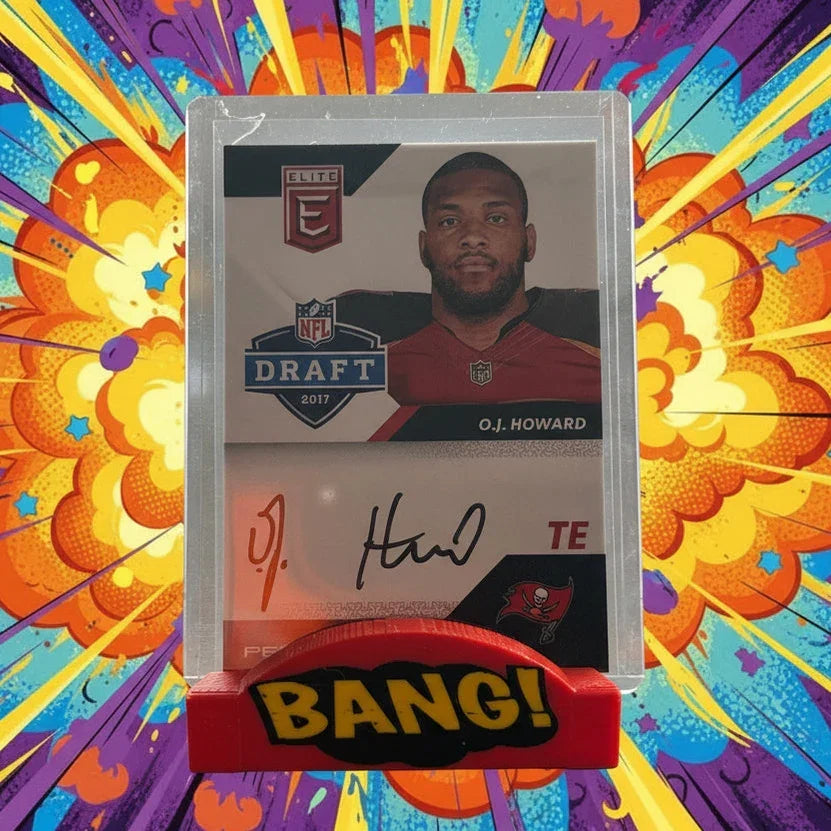 Trading card of O.J. Howard with a colorful background