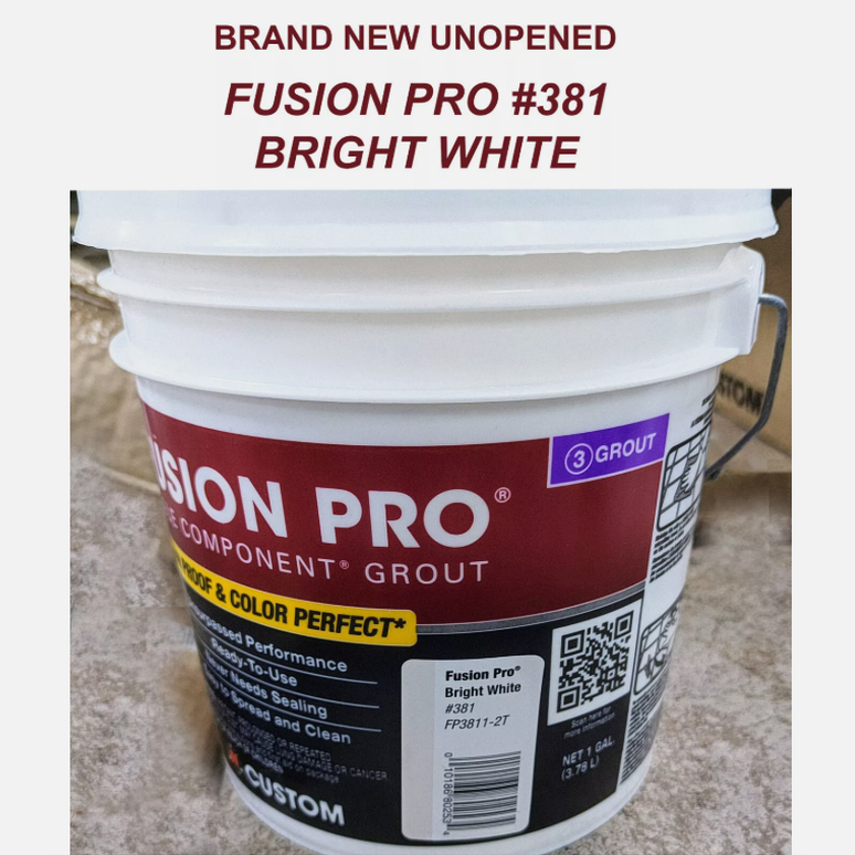 NEW Fusion Pro Single Component Stain Proof Grout Bright White 1 Gallon.