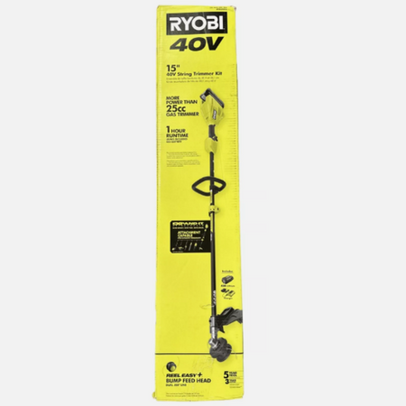 Ryobi 40V 15" RY40ST01K Cordless Battery String Trimmer - TOOL ONLY USED.