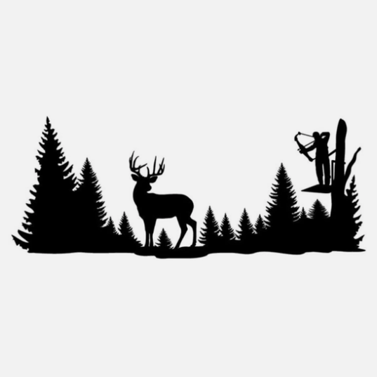 Vinyl Decal Truck Car Sticker Laptop - Hunting Bow Deer Forest Scene