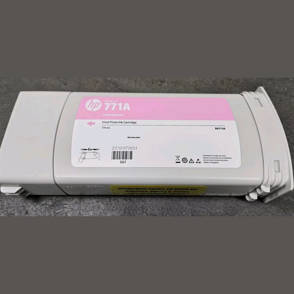 Genuine HP 771A Light Magenta Ink Cartridge B6Y19A USED 67 kg Total Weight