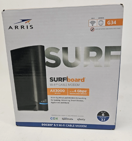 ARRIS Surfboard G34 DOCSIS 3.1 Gigabit Cable Modem and AX3000 Wi-Fi 6 Router USED