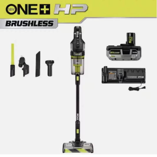 RYOBI PBLSV719K ONE+ HP 18V Brushless WHISPER Series Stick Vacuum BATTERY + CHARGER USED