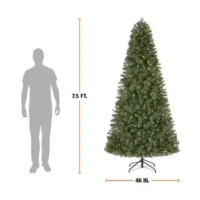 Home Accents Holiday 7.5 Ft. Festive Pine LED Pre-Lit Artificial Christmas Tree NEW