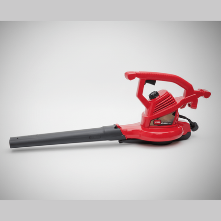 Red handheld leaf blower on a white background