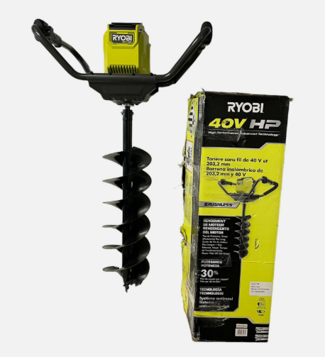 Ryobi RY40710VNM 40V HP Brushless Cordless Earth Auger with 8 in. Bit BATTERY + CHARGER OPEN BOX