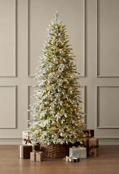 Home Decorators 7.5 Ft. Grand Duchess Twinkling Balsam Fir Slim Flocked LED Pre-Lit Artificial Christmas Tree NEW