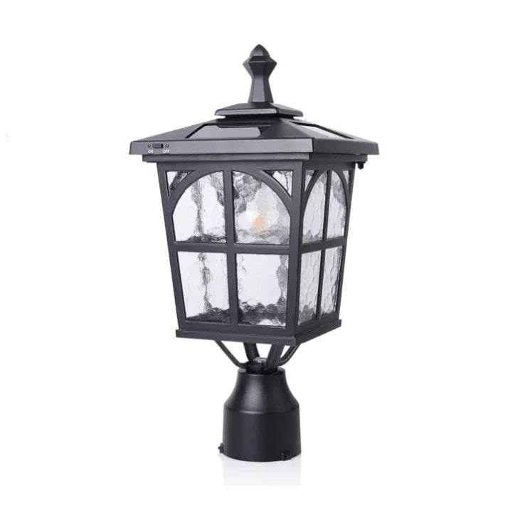 Black outdoor lamp with clear glass on a white background