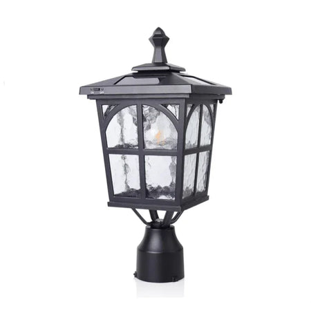 Black outdoor lamp with clear glass on a white background