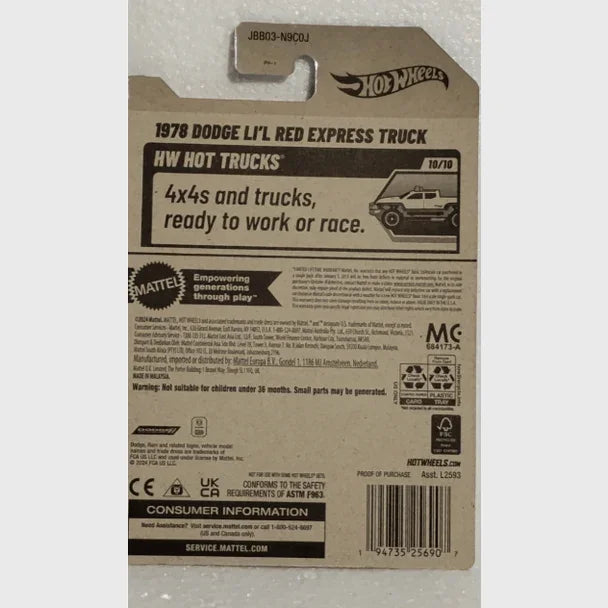 Hot Wheels 1978 Dodge Li'l Red Express Truck White HW Hot Trucks 10/10 173/250