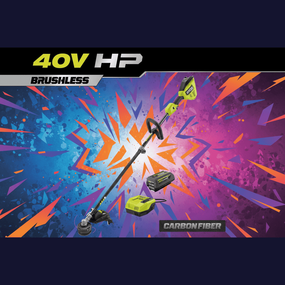RYOBI RY40HPST01 40V Brushless 16" Carbon Fiber Shaft String Trimmer- TOOL ONLY