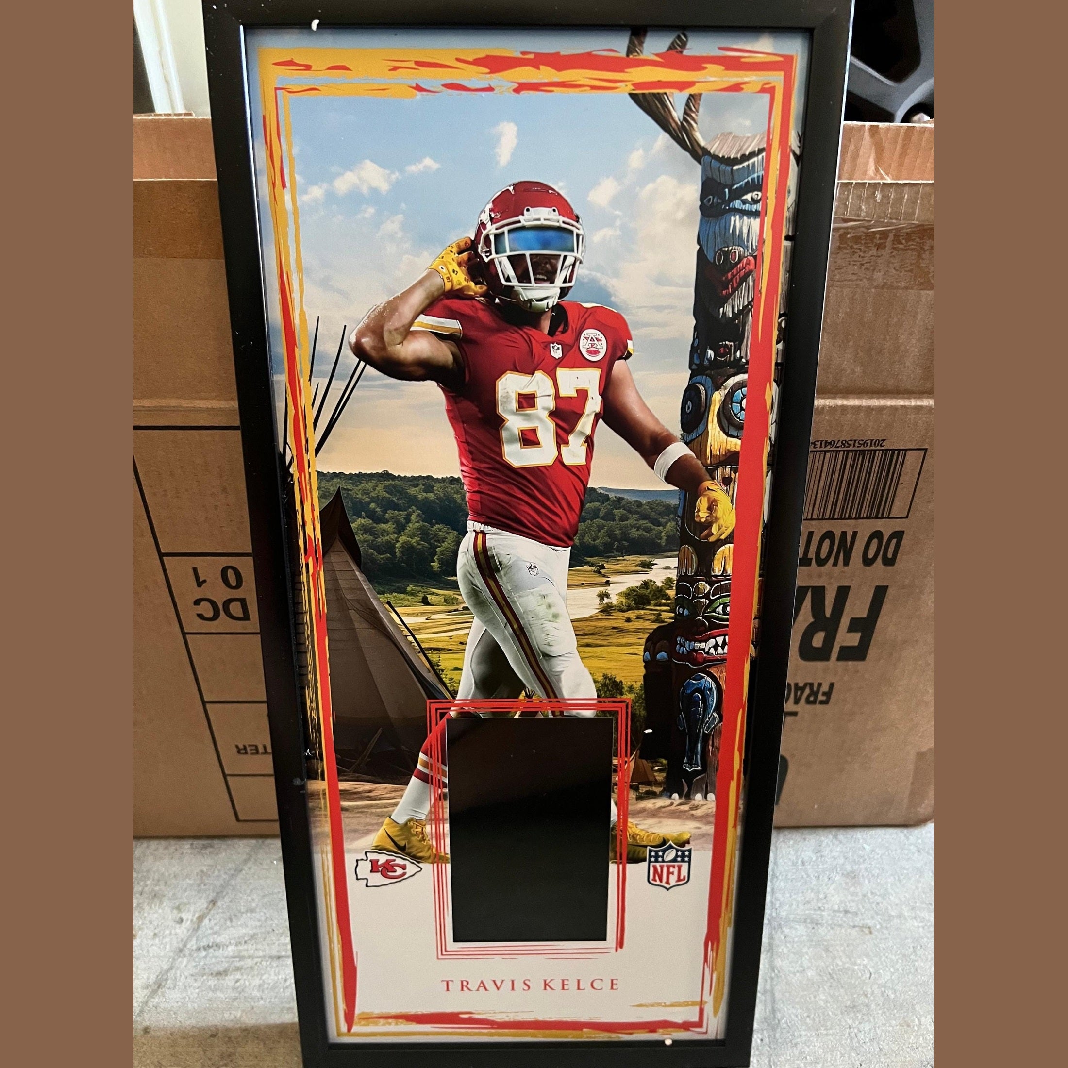10 x 21 Framed Vinyl Card Display - Travis Kelce.