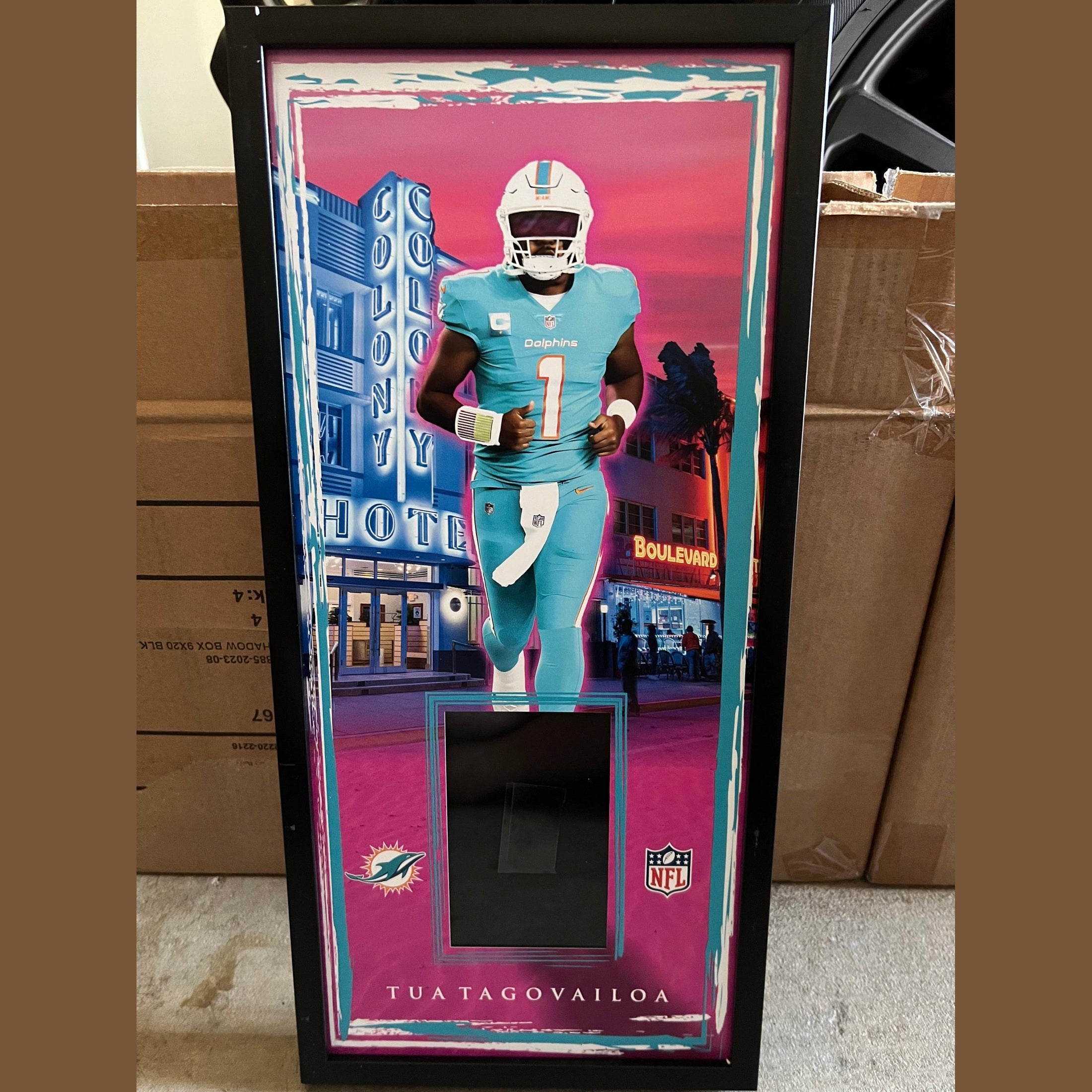 10 x 21 Framed Vinyl Card Display - Tua Tagovailoa.
