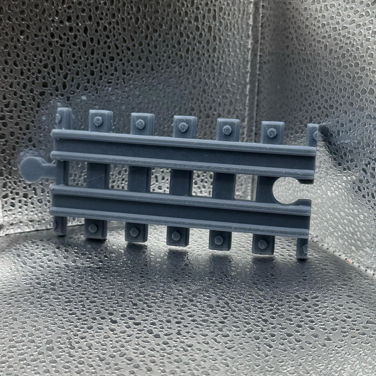 3D Printed Tiny Train Track Straight Female to Male 120 mm.