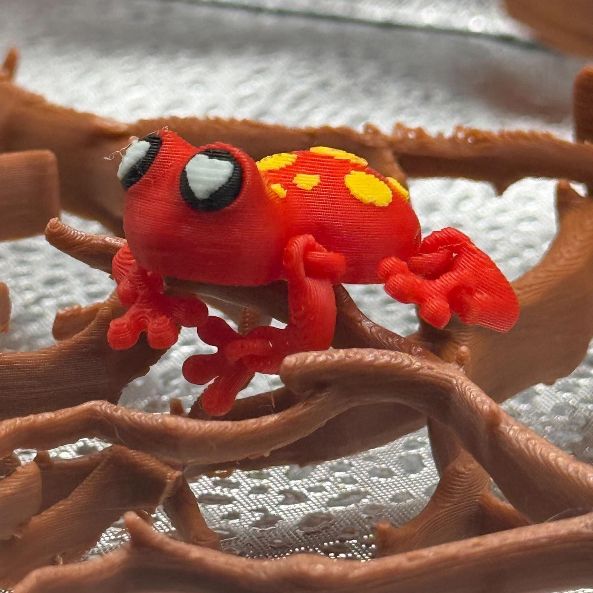 3D Printed Articulated Infant Print-A-Pal Red tree Frog- Ready to hop into your heart!.