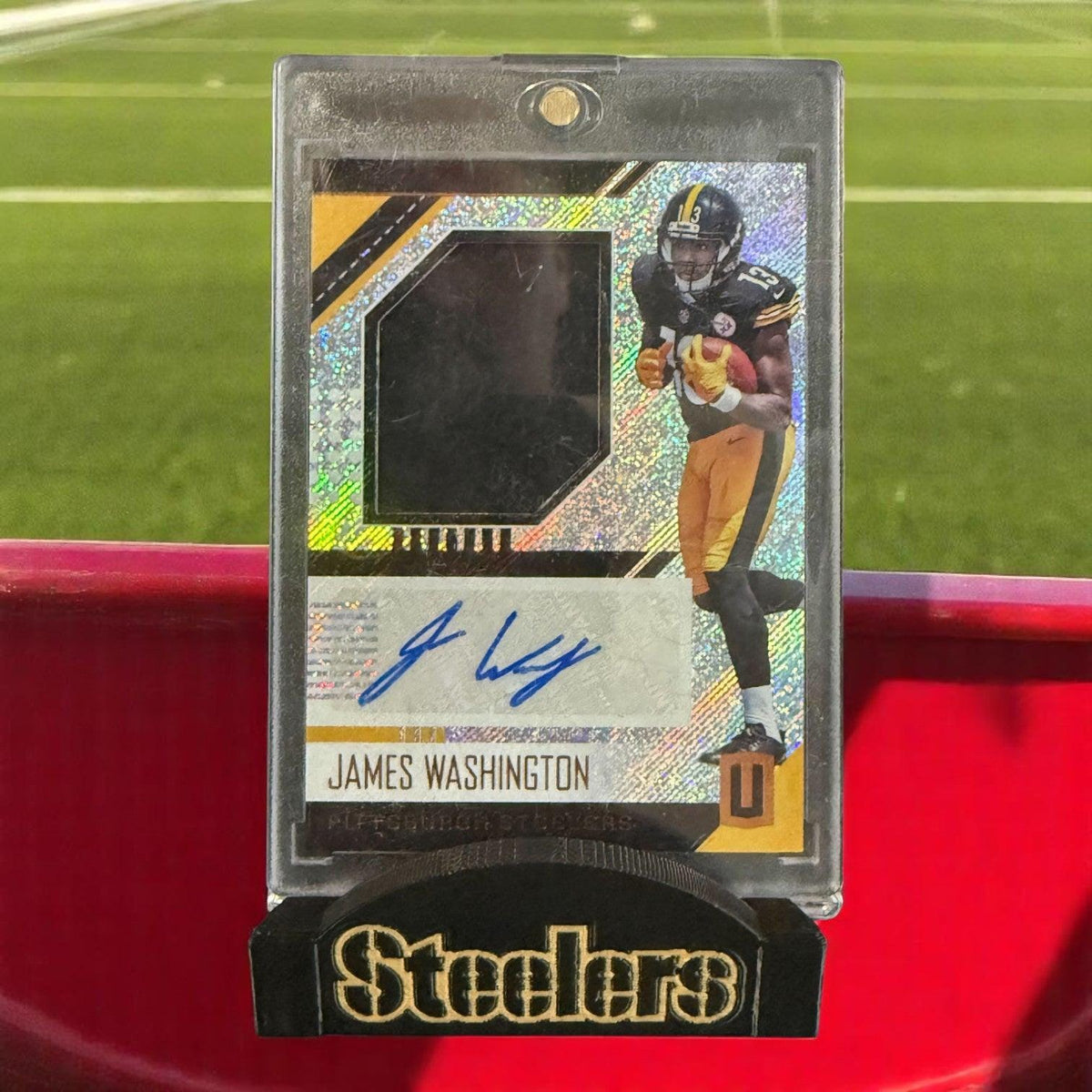 3D printed Pittsburgh Steelers card stand.