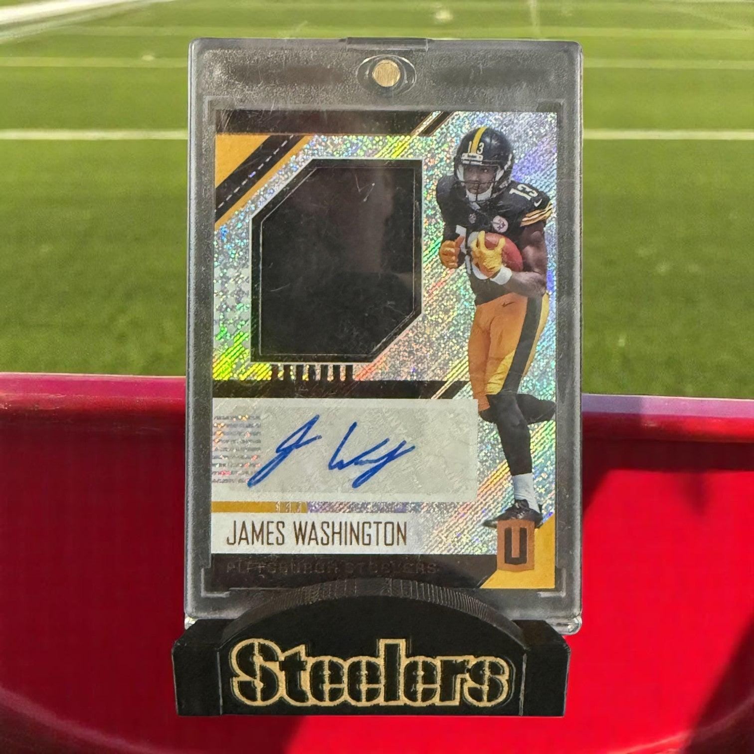 3D printed Pittsburgh Steelers card stand.